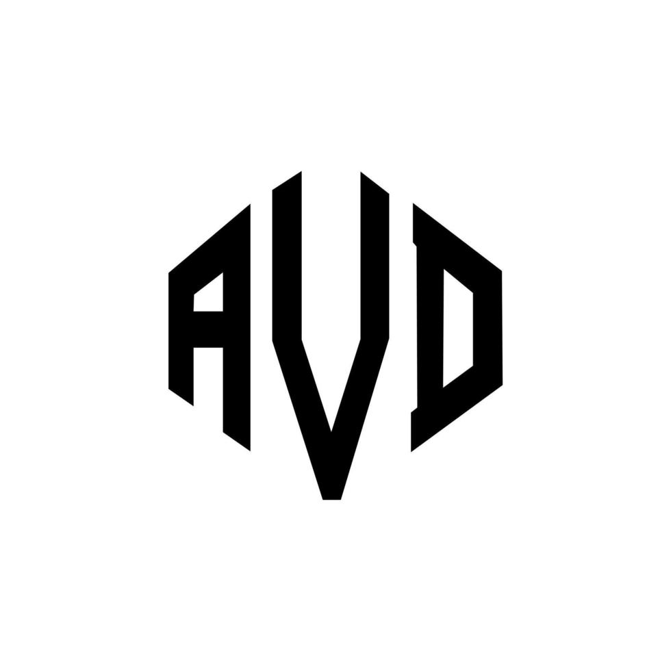 AVD letter logo design with polygon shape. AVD polygon and cube shape logo design. AVD hexagon vector logo template white and black colors. AVD monogram, business and real estate logo.