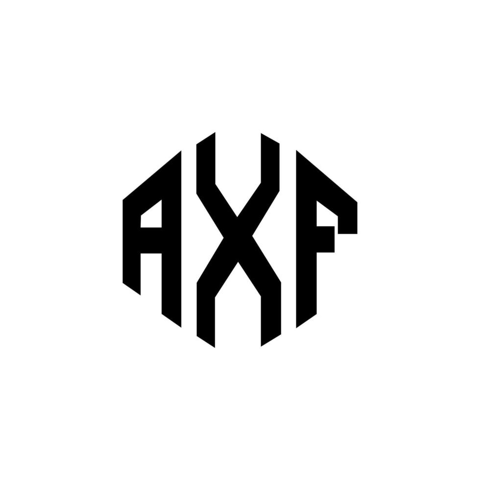 AXF letter logo design with polygon shape. AXF polygon and cube shape logo design. AXF hexagon vector logo template white and black colors. AXF monogram, business and real estate logo.