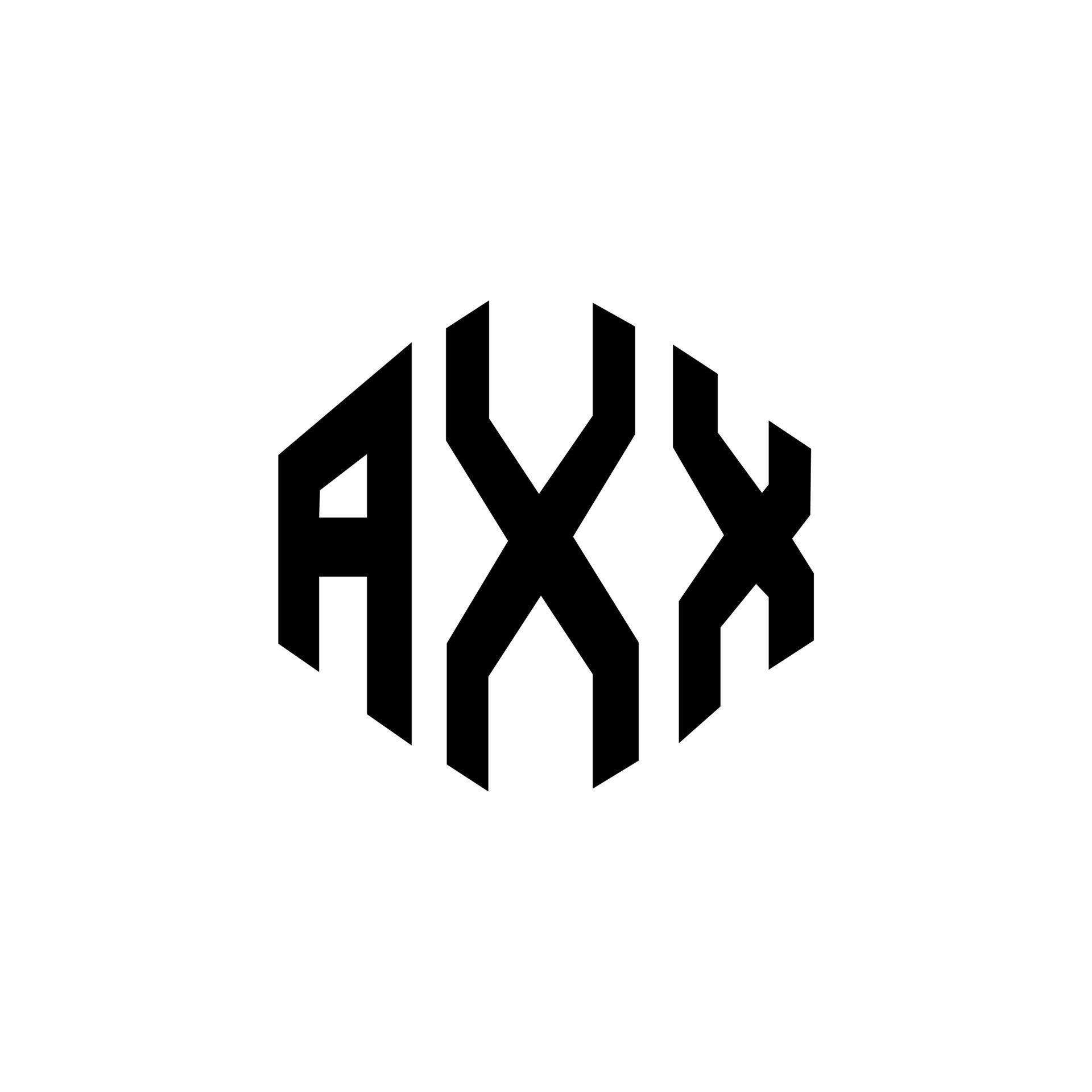 AXX letter logo design with polygon shape. AXX polygon and cube shape