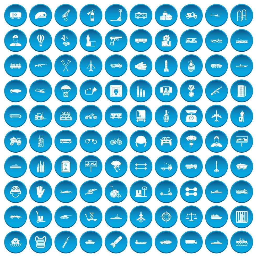 100 burden icons set blue vector