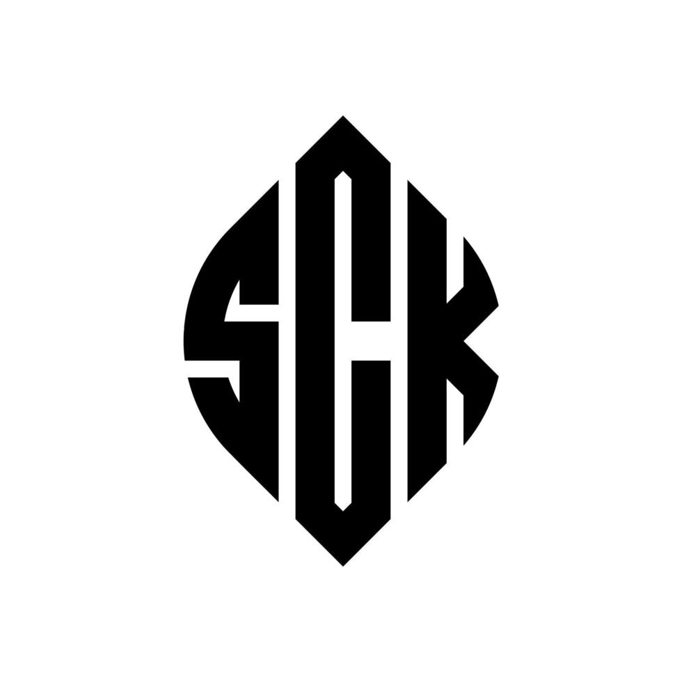 diseño de logotipo de letra de círculo sck con forma de círculo y elipse. sck letras elipses con estilo tipográfico. las tres iniciales forman un logo circular. vector de marca de letra de monograma abstracto del emblema del círculo sck.