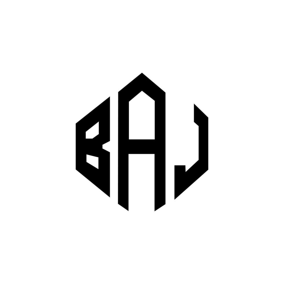 diseño de logotipo de letra baj con forma de polígono. diseño de logotipo en forma de cubo y polígono baj. plantilla de logotipo vectorial hexágono baj colores blanco y negro. monograma baj, logotipo empresarial y inmobiliario. vector