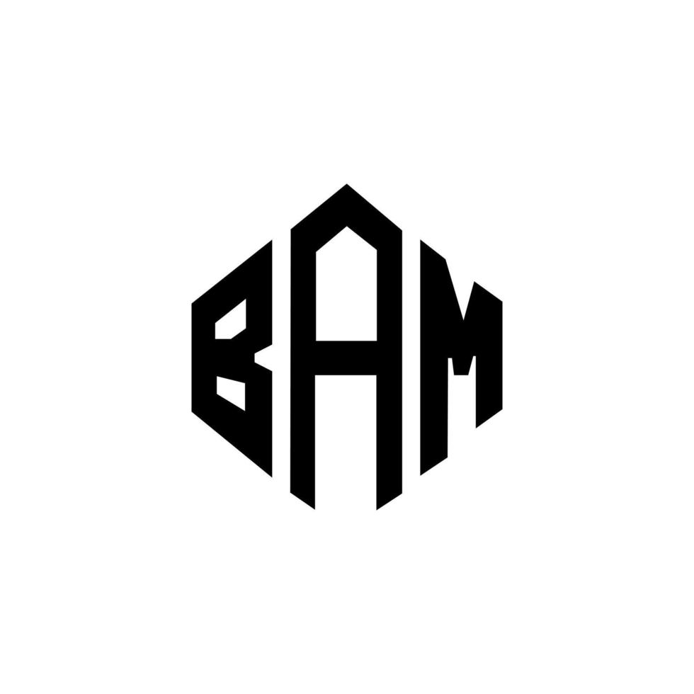 BAM letter logo design with polygon shape. BAM polygon and cube shape logo design. BAM hexagon vector logo template white and black colors. BAM monogram, business and real estate logo.