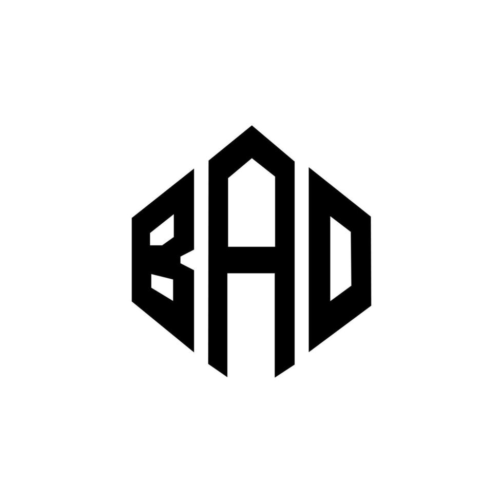 diseño de logotipo de letra bao con forma de polígono. diseño de logotipo en forma de cubo y polígono bao. bao hexágono vector logo plantilla colores blanco y negro. monograma bao, logotipo empresarial y inmobiliario.