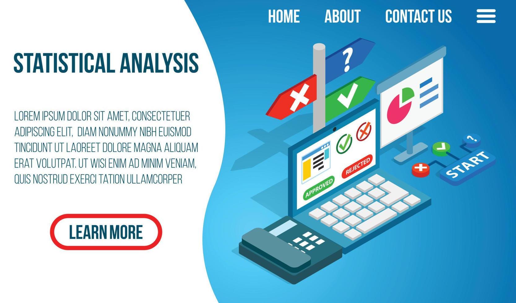 Statistical analysis concept banner, isometric style vector