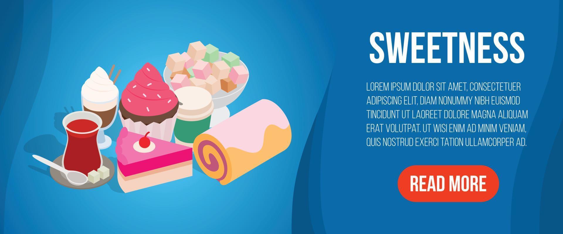 Sweetness concept banner, isometric style vector