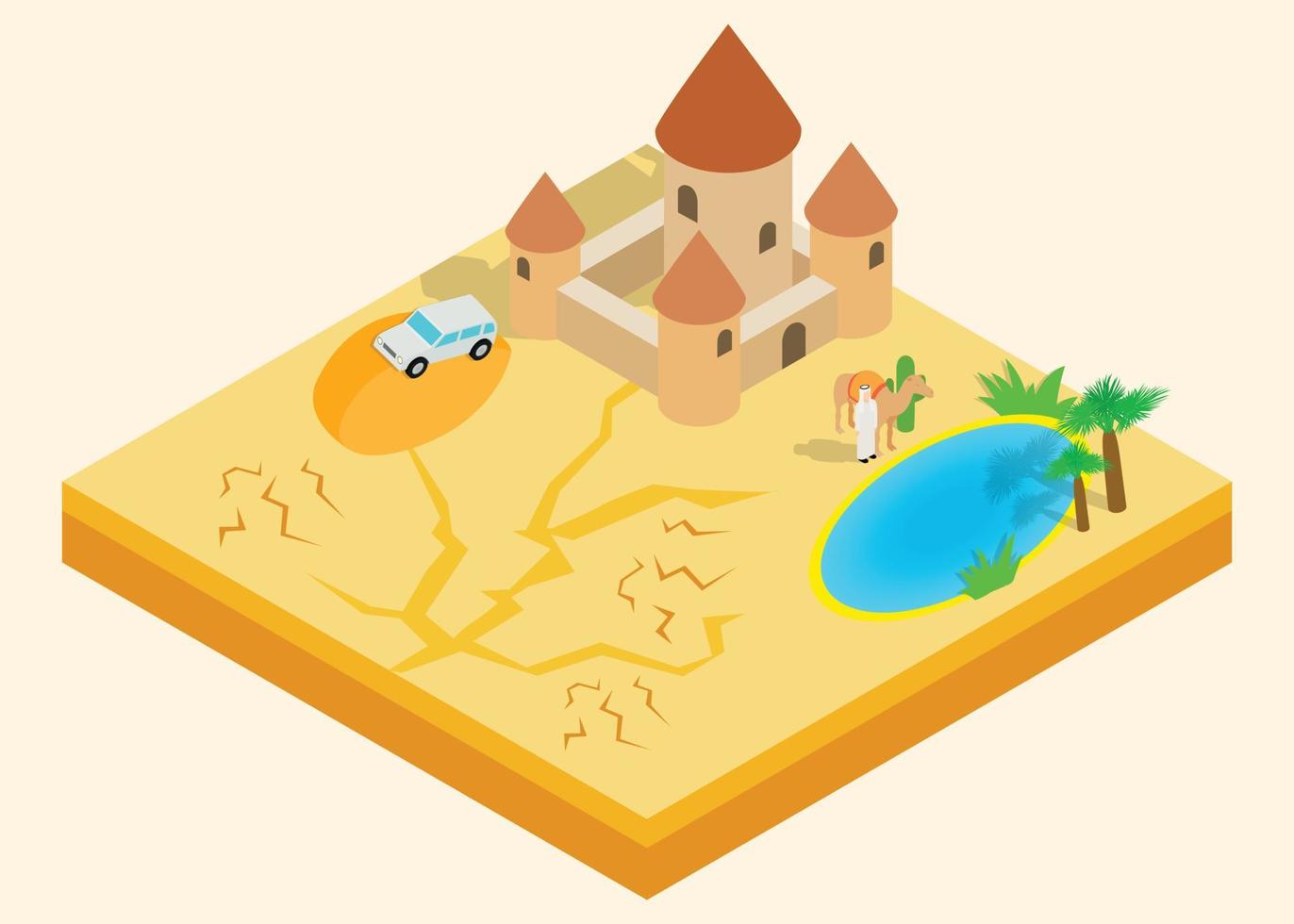 Desert oasis clip art, isometric style vector