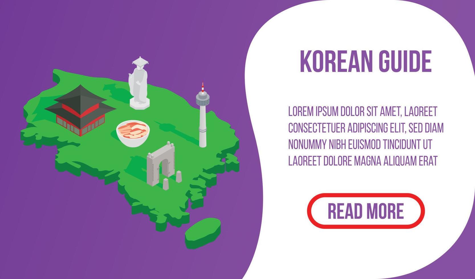 Korean guide concept banner, isometric style vector