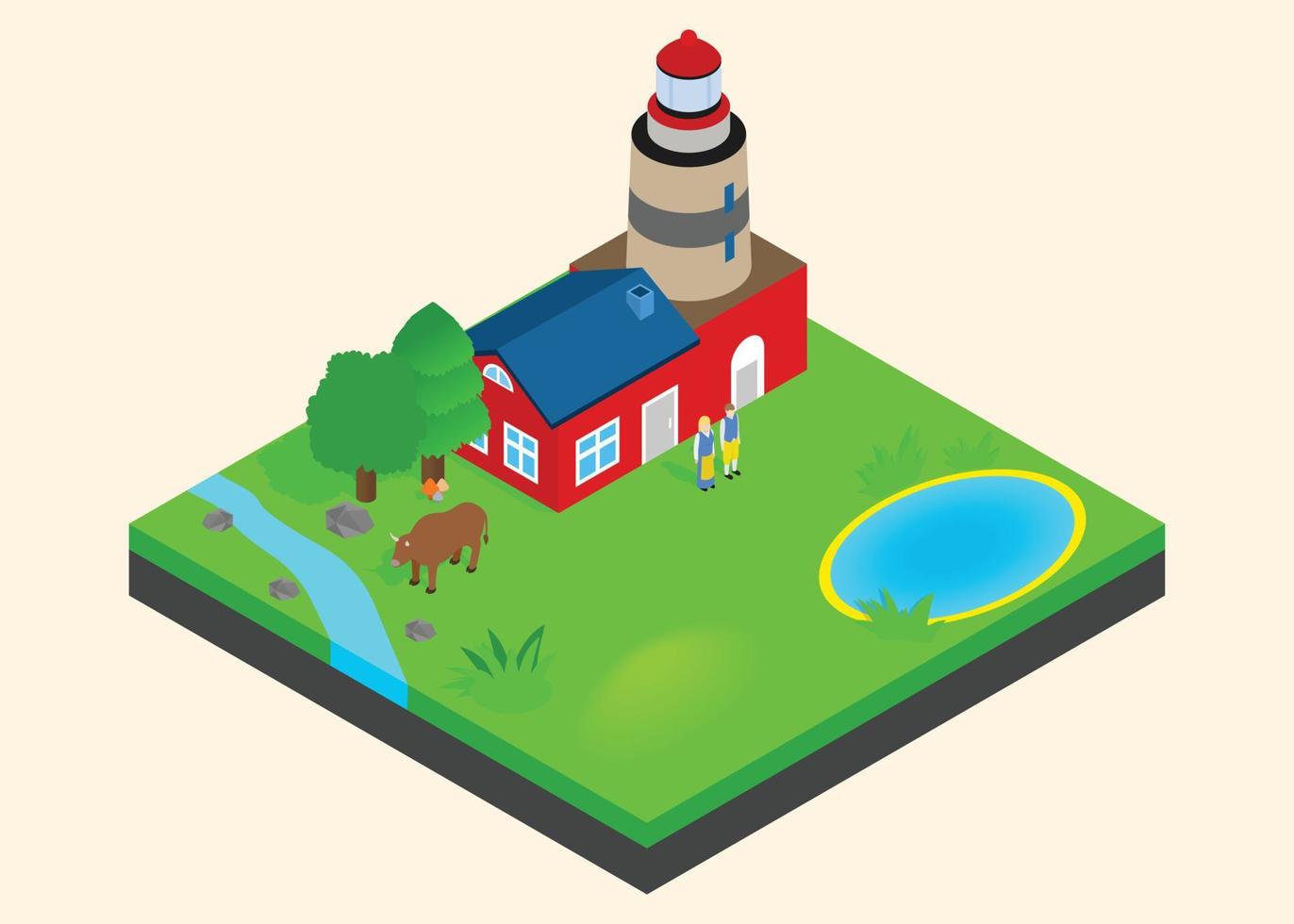 Meadow beacon clip art, isometric style vector