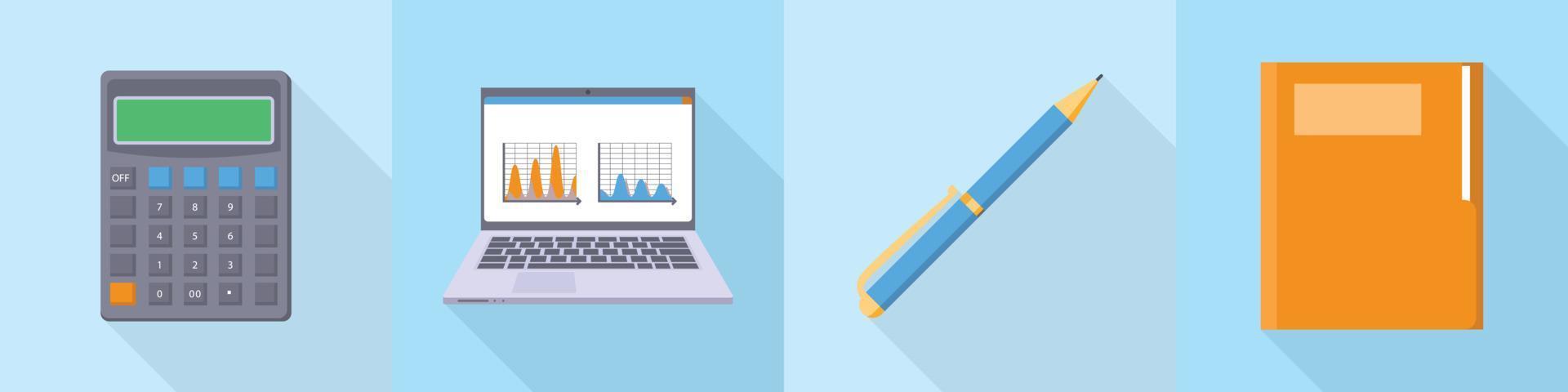 conjunto de iconos de contabilidad, tipo plano vector