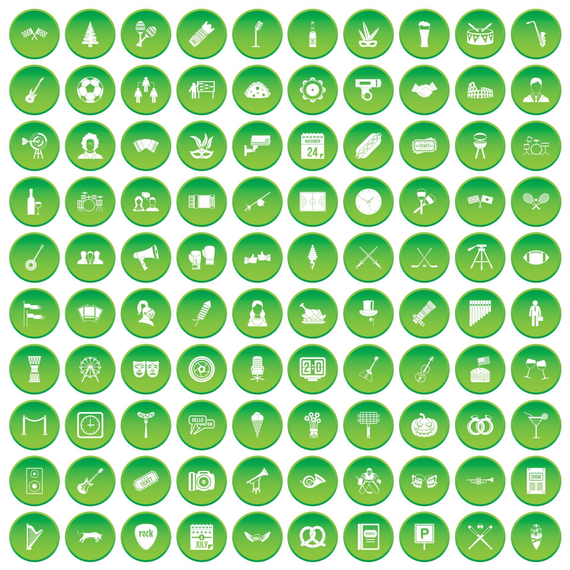 100 meeting icons set green circle 8978634 Vector Art at Vecteezy