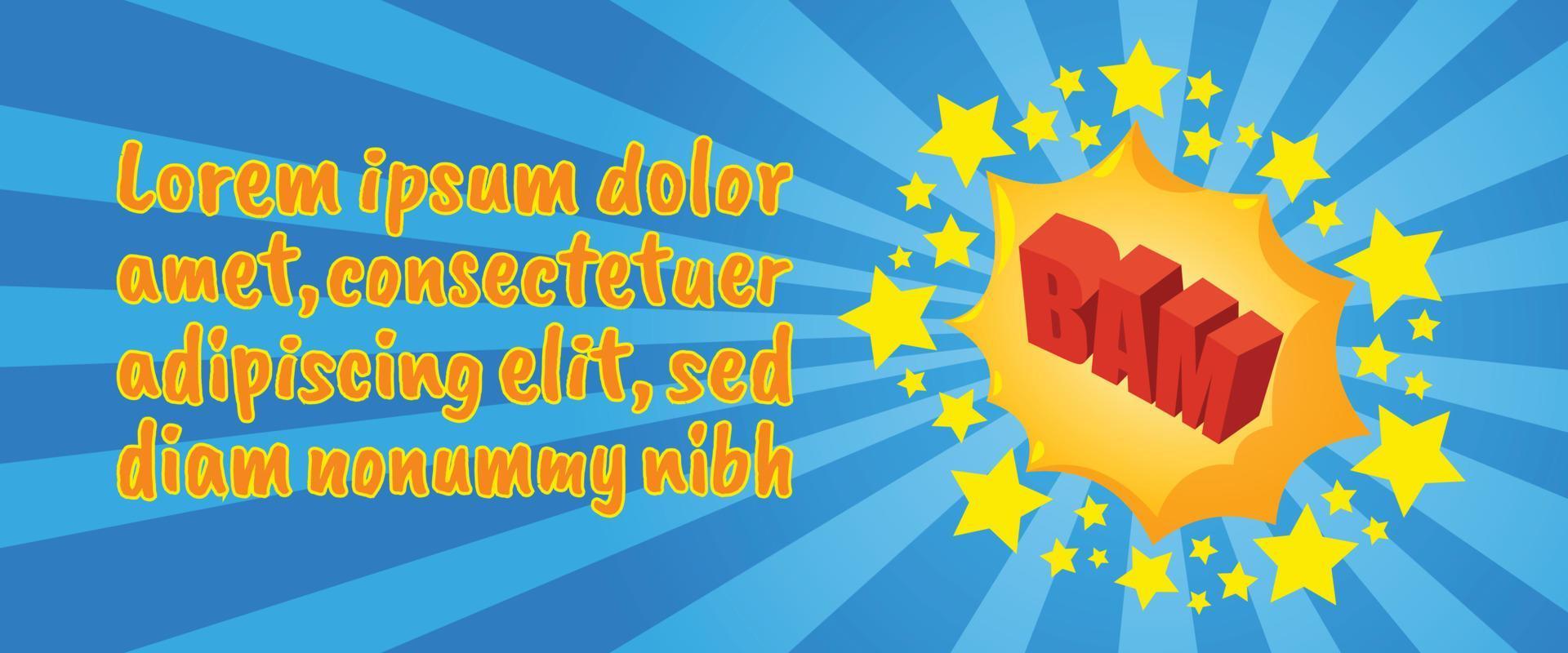 Bam concept banner, comics isometric style vector