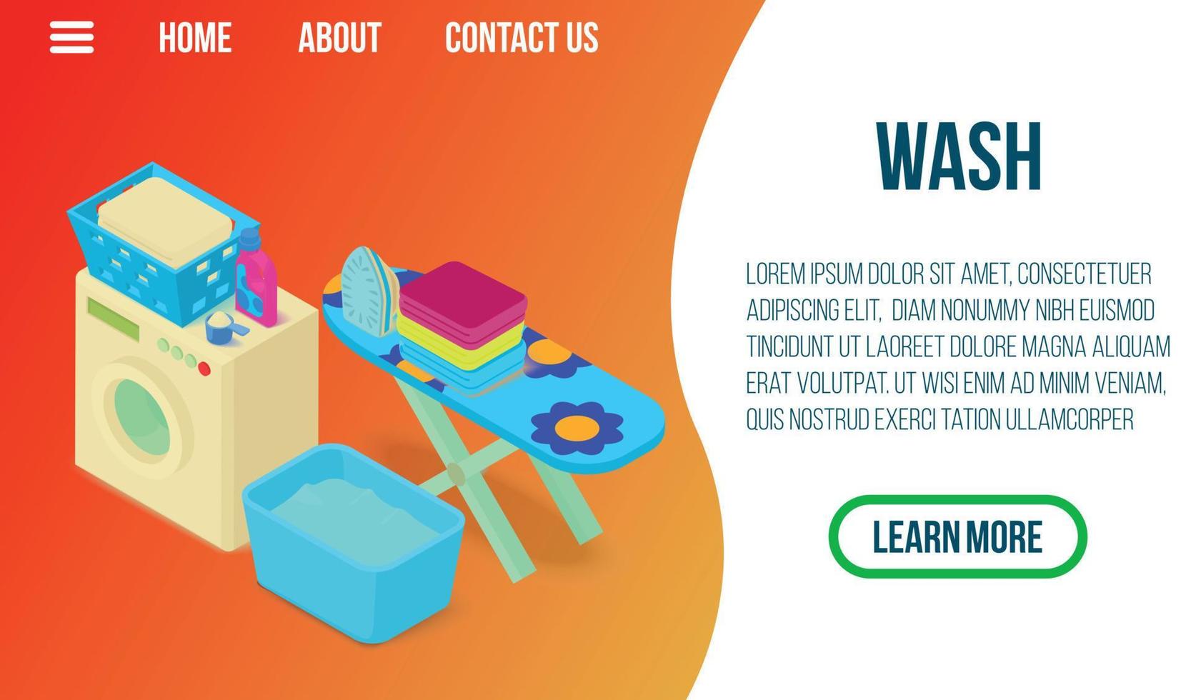 Wash concept banner, isometric style vector