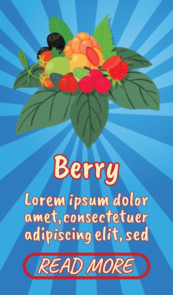 Berry concept banner, comics isometric style vector