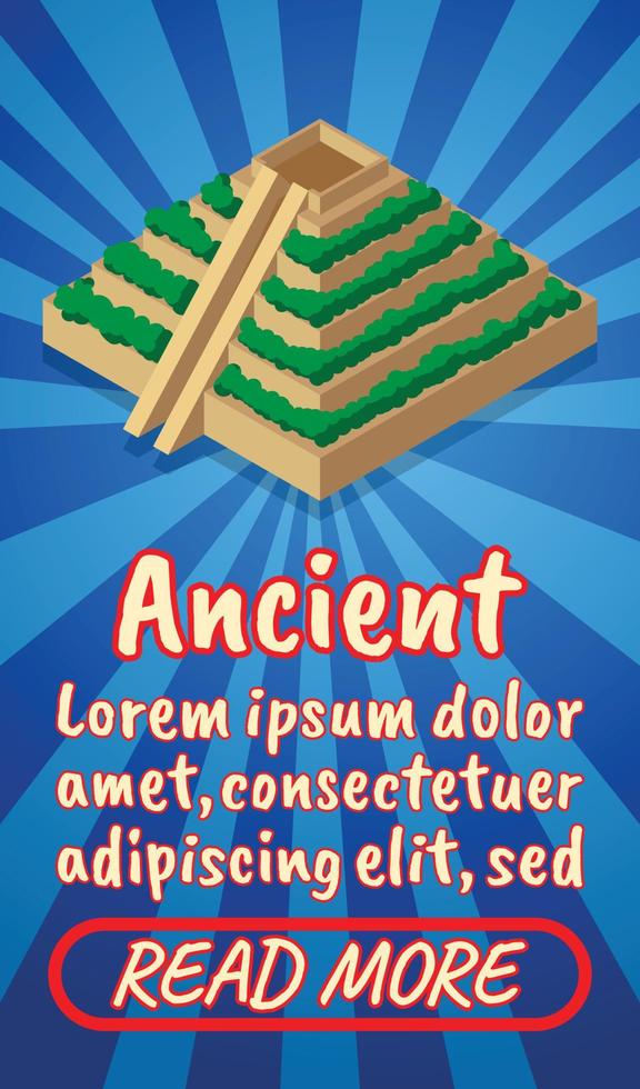 Ancient concept banner, comics isometric style vector