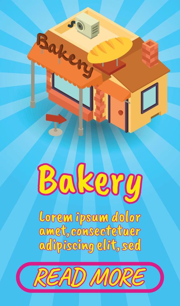 banner de concepto de panadería, estilo isométrico de cómics vector