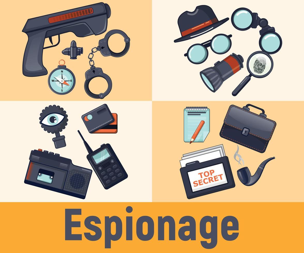 Espionage concept banner, cartoon style vector