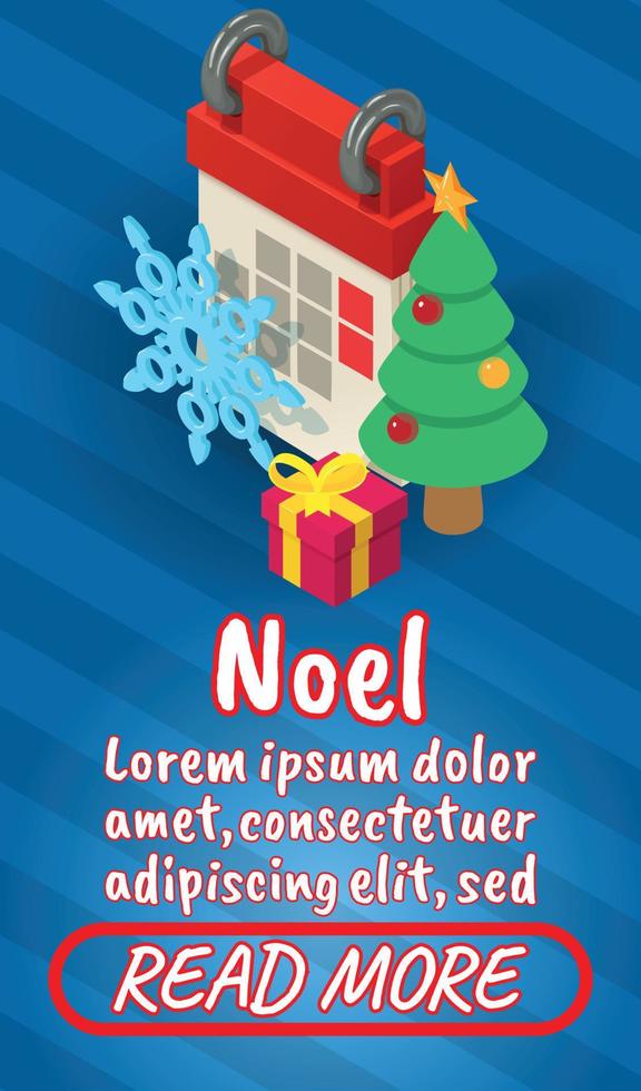 Noel concept banner, comics isometric style vector