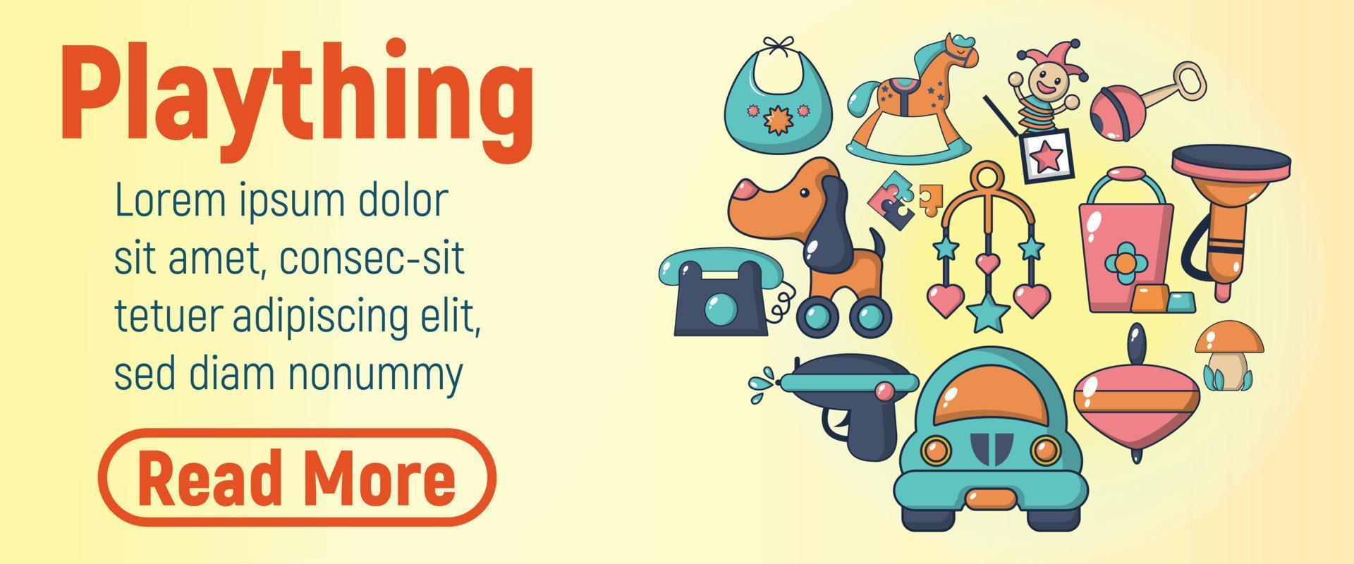 Plaything concept banner, cartoon style vector