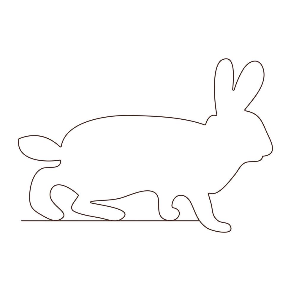 Freehand sketch outline of the silhouette of an animal hare, rabbit. Continuous one line drawing. vector