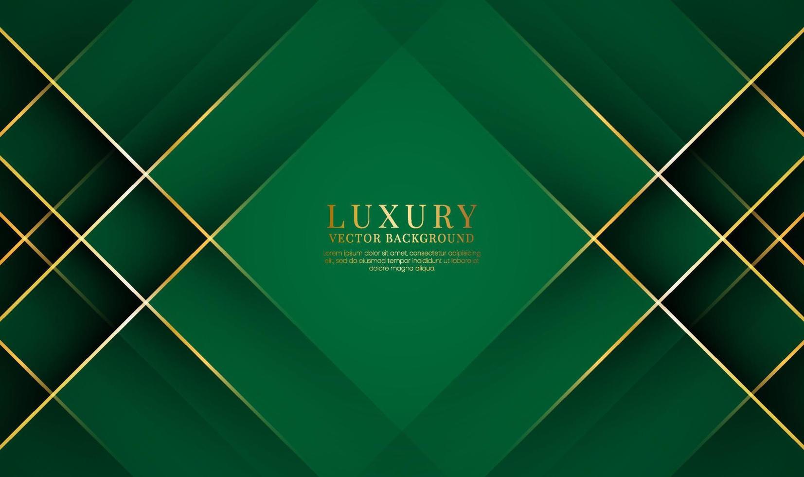 3D green luxury abstract background overlap layer on dark space with golden lines effect decoration. Graphic design element rhombus style concept for banner, flyer, card, brochure, or landing page vector