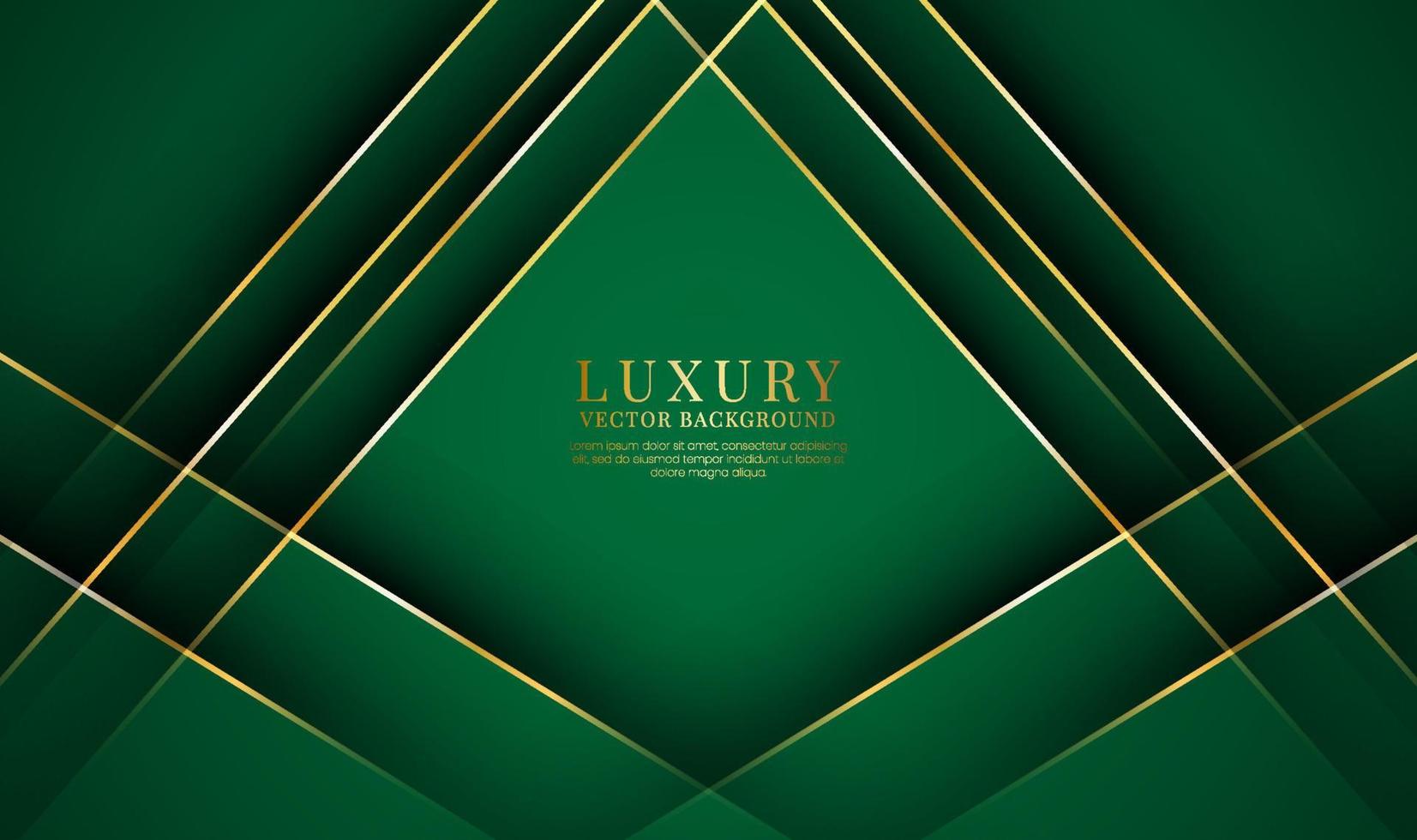 3D green luxury abstract background overlap layer on dark space with golden lines effect decoration. Graphic design element elegant style concept for banner, flyer, card, brochure, or landing page vector