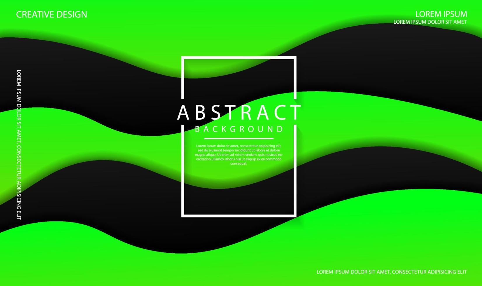 Abstract 3D black green geometric background overlap layer on bright space with dynamic waves effect decoration. Template element paper cut style concept for flyer, banner, cover, or landing page vector