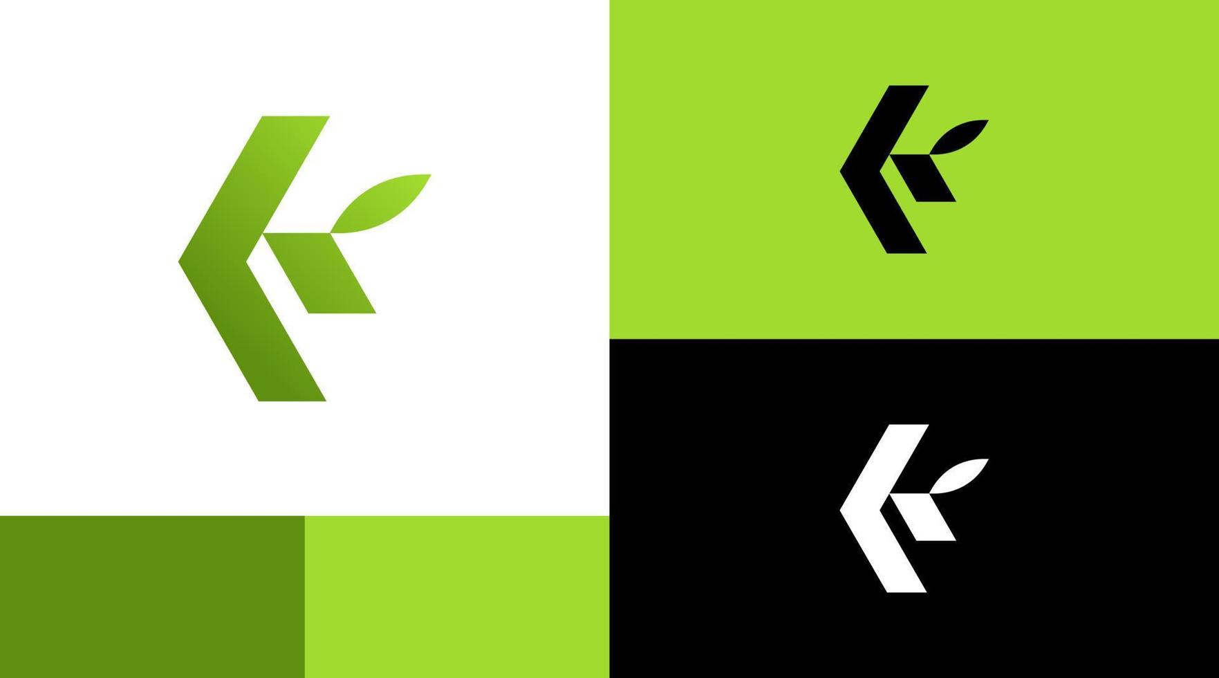 concepto de diseño de logotipo de monograma de hoja natural k vector