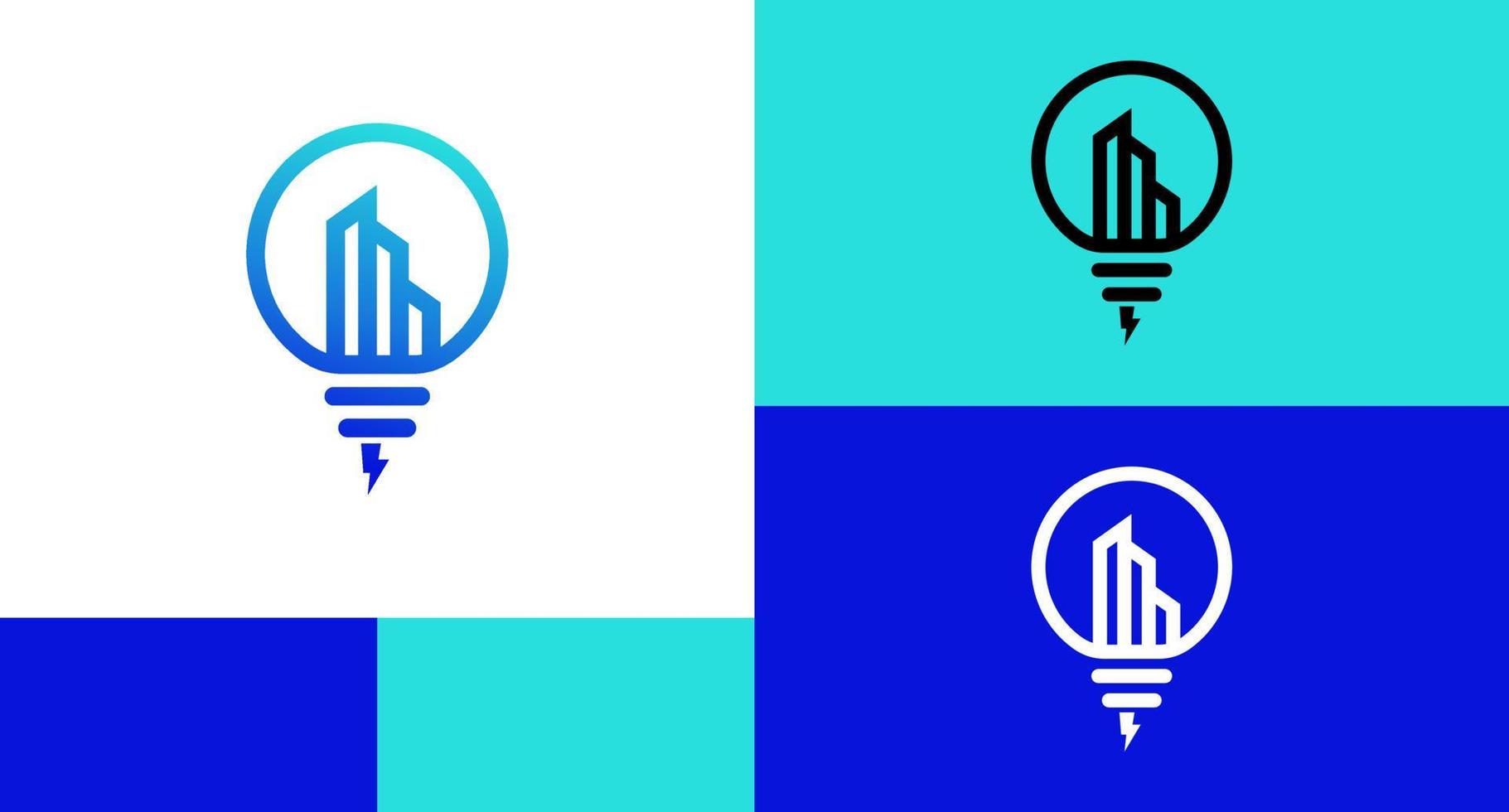 Light Bulb with Building Inside Logo Design Concept vector