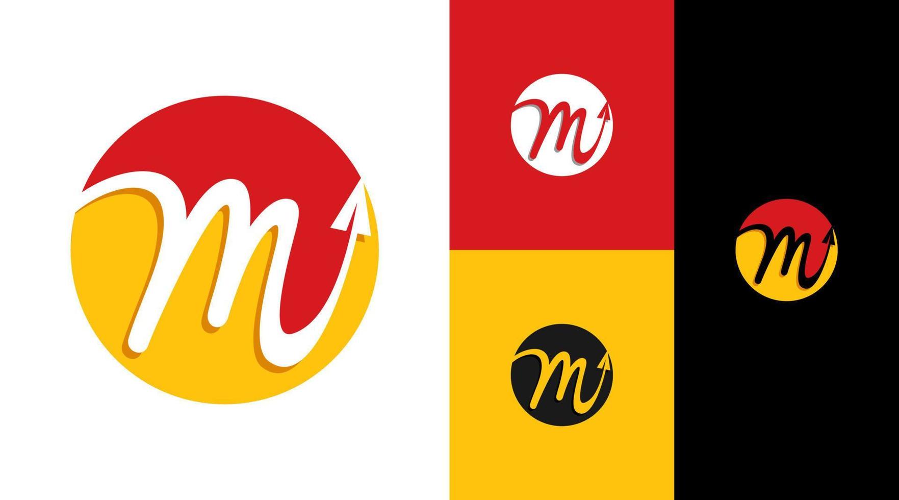 M Monogram Circle with Paper Airplane Travel Logo Design Concept vector