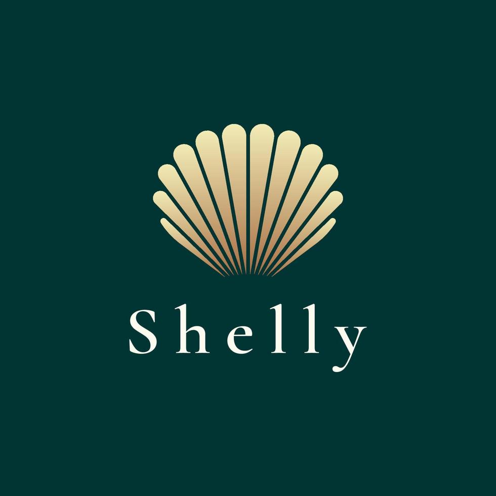 luxury and elegant gold colored pearl shell logo template vector