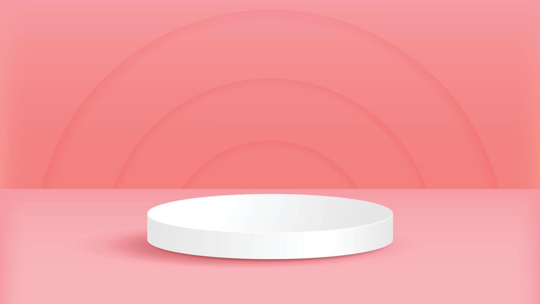 Minimal scenery with geometrical forms. White podium display product in soft pink background. background vector 3d render podium. stand cosmetic products. 3d vector illustration.