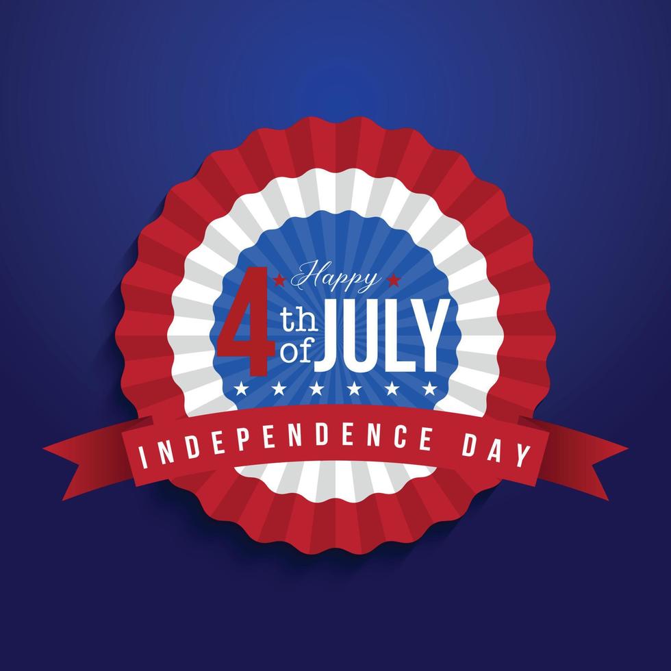 4th of July banner Vector illustration. Independence Day, US flag with 4th of July on blue background.