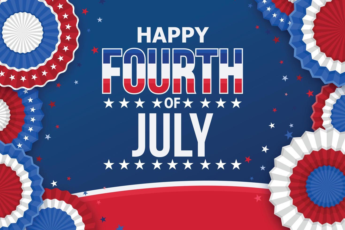 4th of July banner Vector illustration. Independence Day, US flag with 4th of July on blue background.