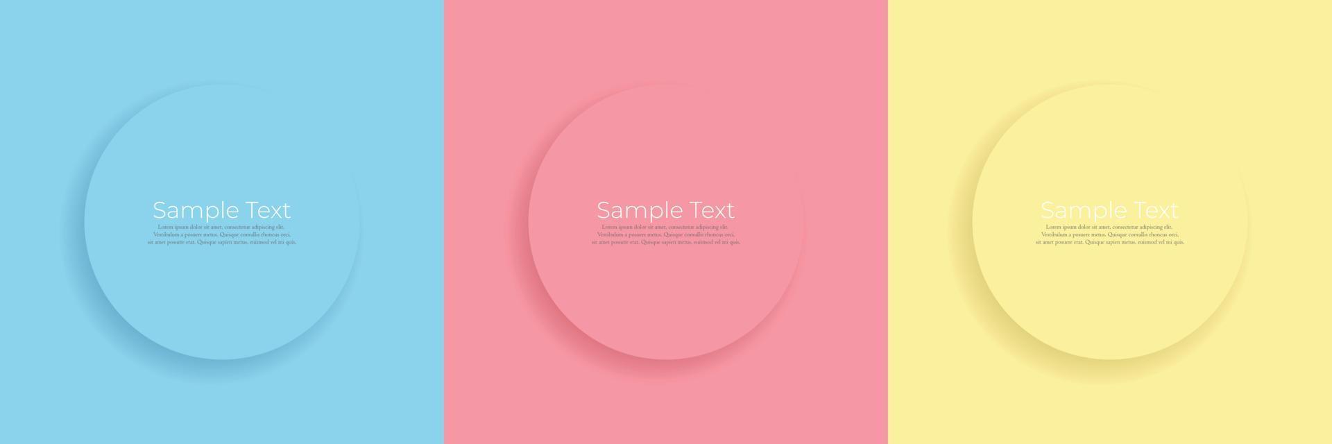 Set of circles blue, pink, yellow background with copy space. modern style design for poster, brochure, banner, website. Vector EPS 10