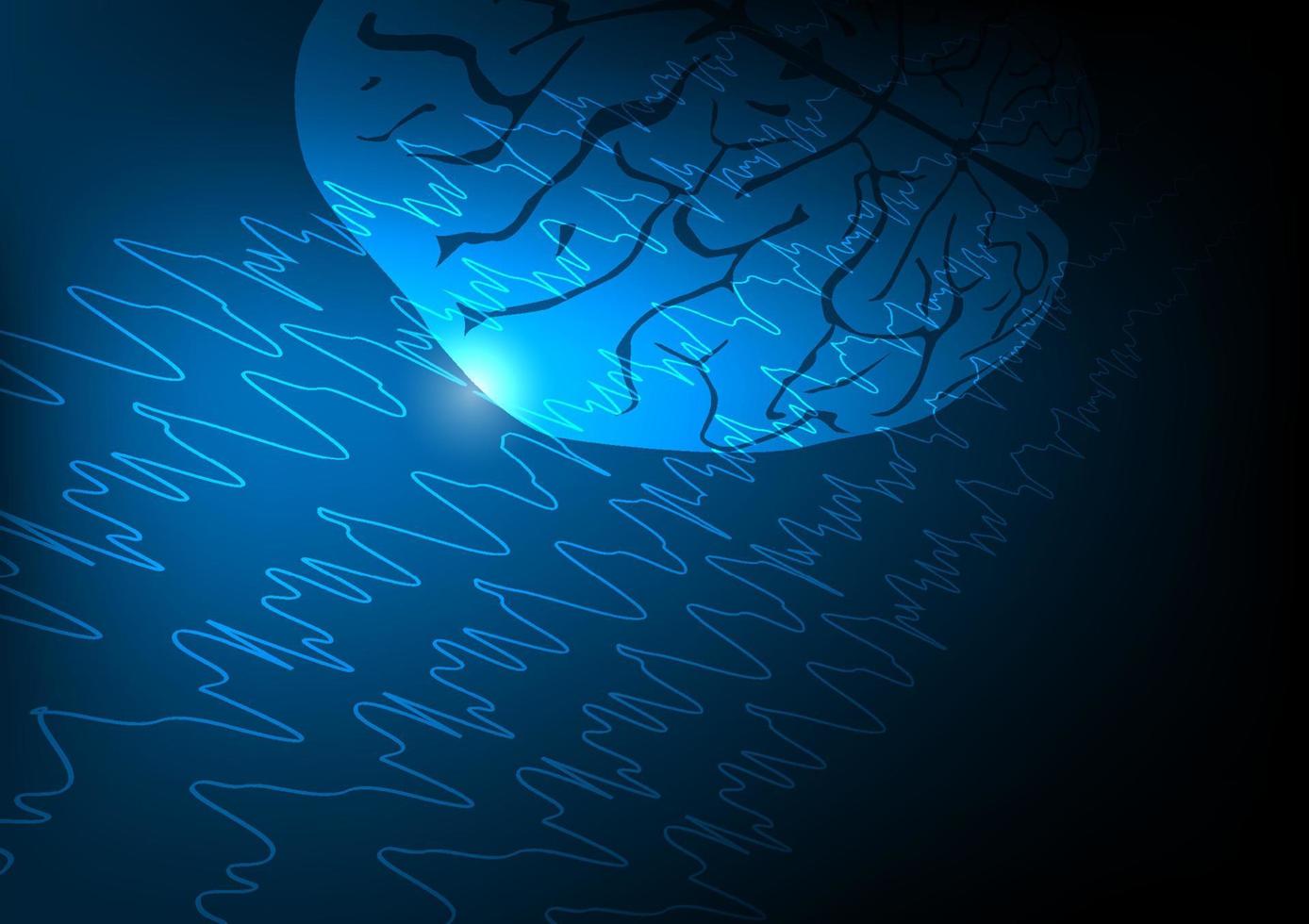 Human brain and brain waves background vector
