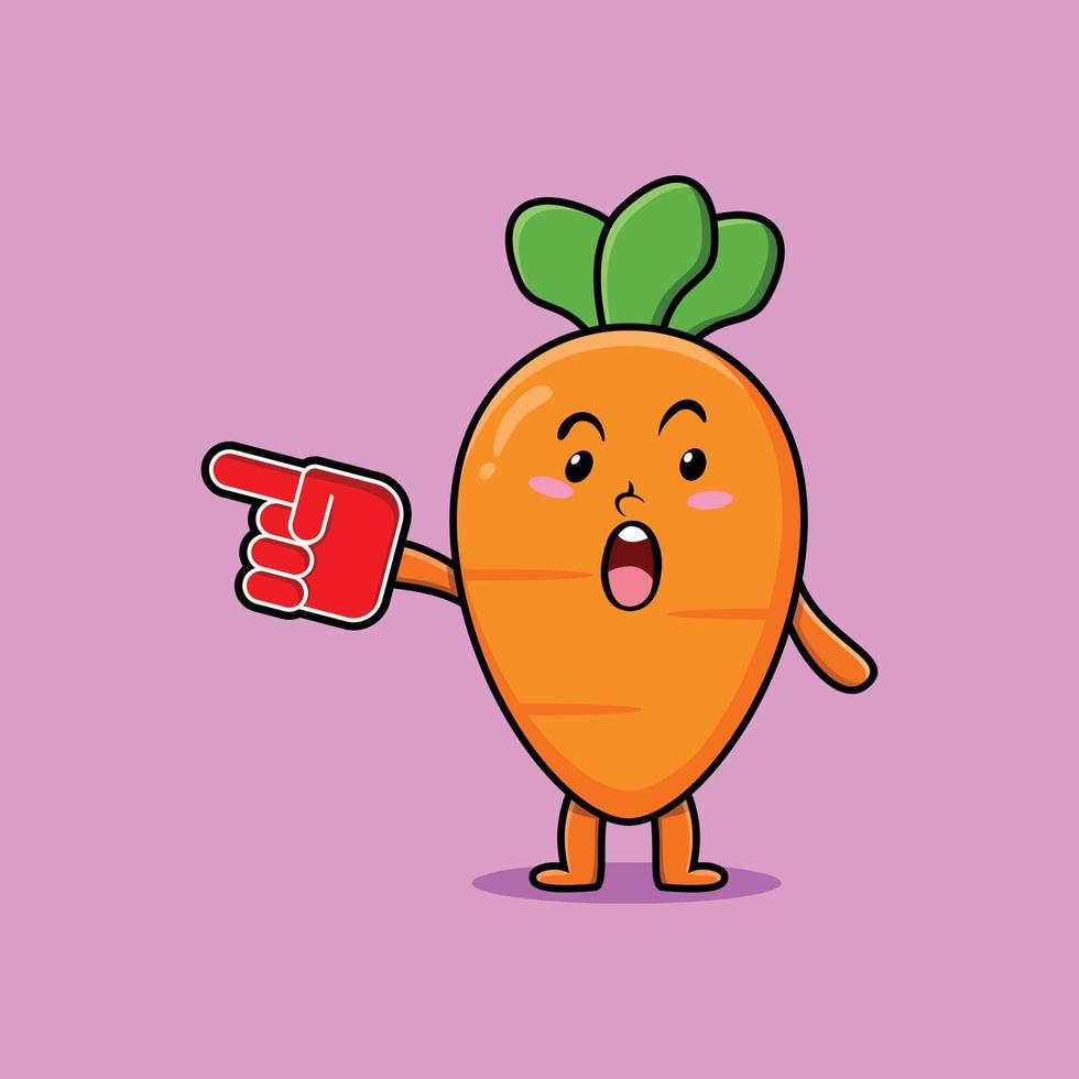 Cute Cartoon Carrot with foam finger glove vector