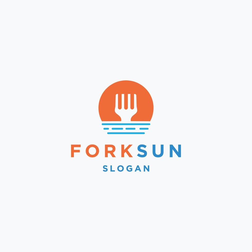 Fork Sun logo icon flat design template vector