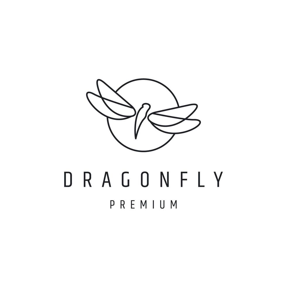 Dragonfly logo linear style icon on white backround vector