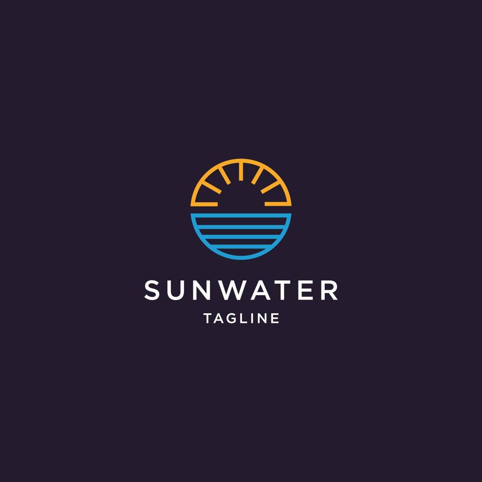 Sun water logo icon design template vector illustration