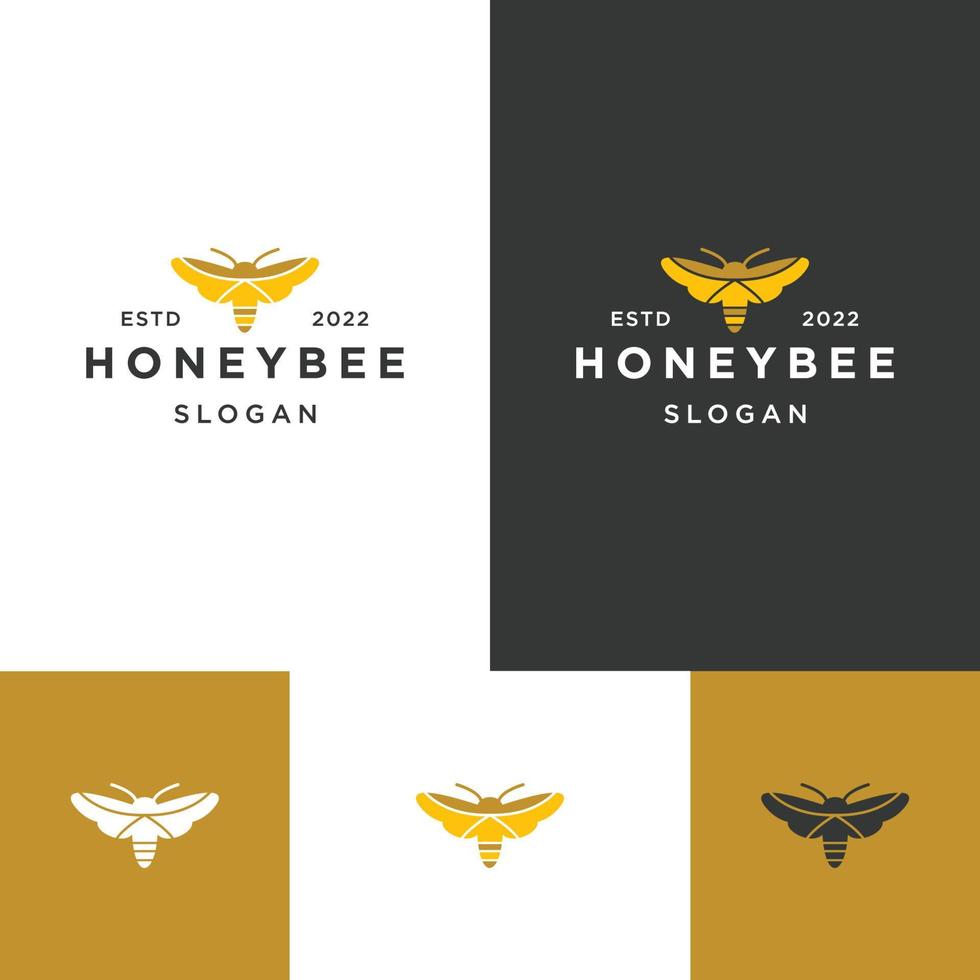 Honey bee logo icon flat design template vector