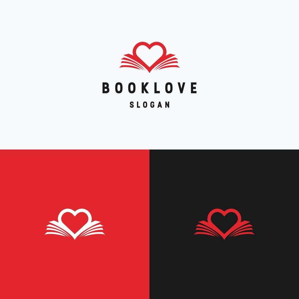 plantilla de diseño de icono de logotipo de amor de libro vector