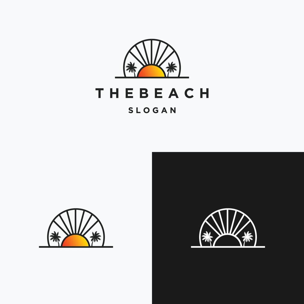 The beach logo icon flat design template vector