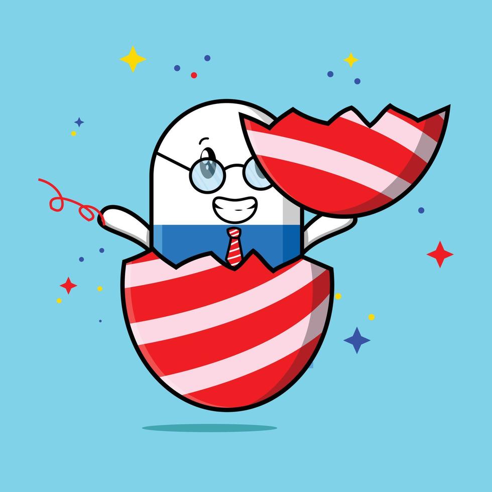 Cute cartoon capsule medicine out from easter egg vector
