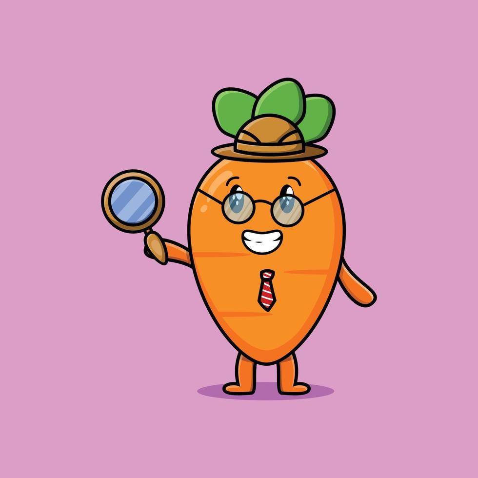 cartoon Carrot detective with magnifying glass vector