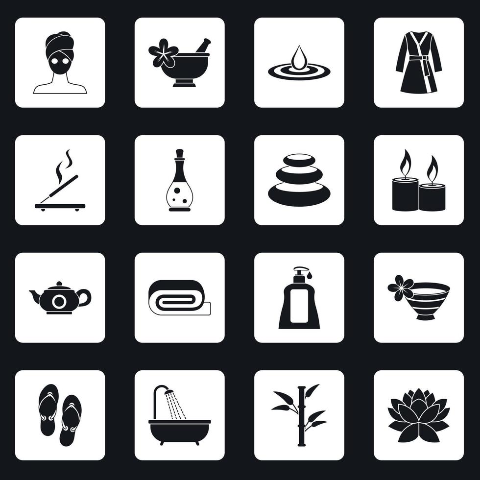 Spa treatments icons set squares vector