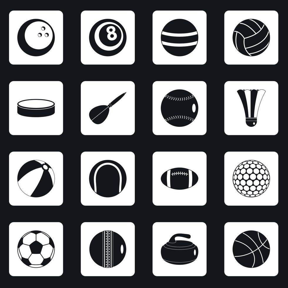 Iconos de pelotas deportivas establecer cuadrados vector