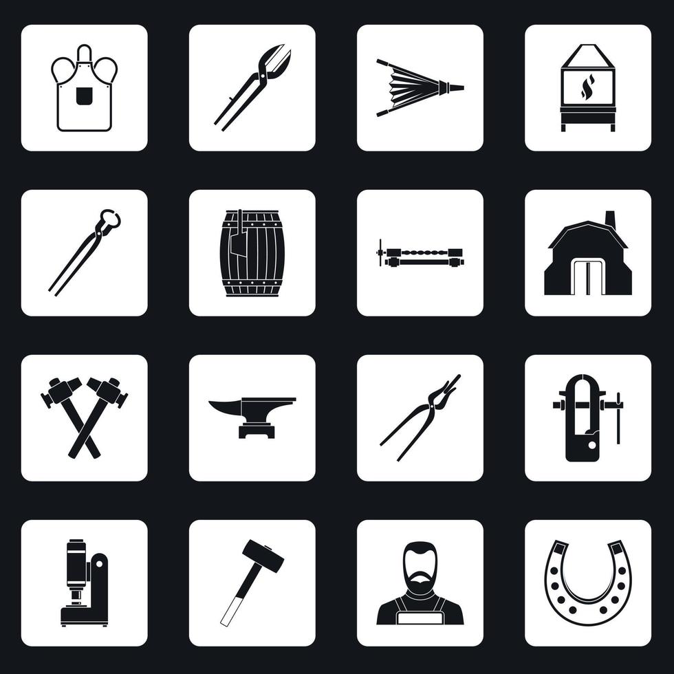 Blacksmith icons set squares vector