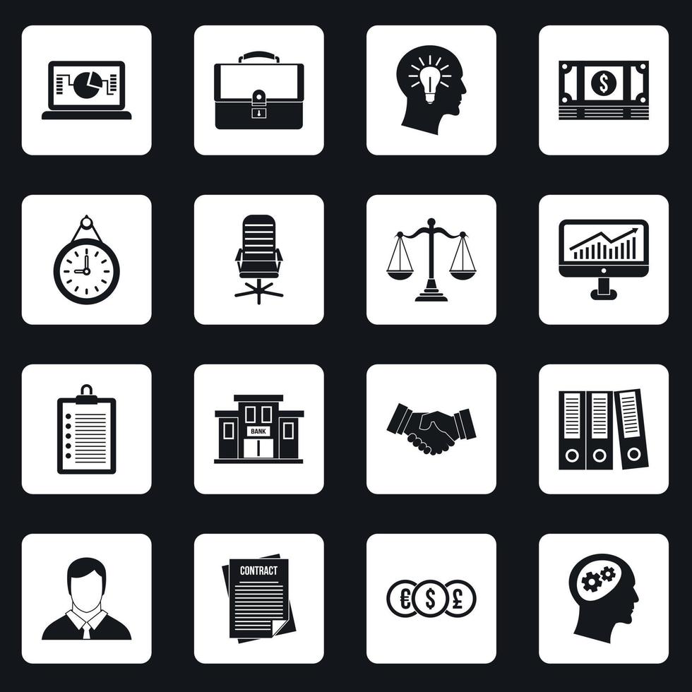 Banking icons set squares vector