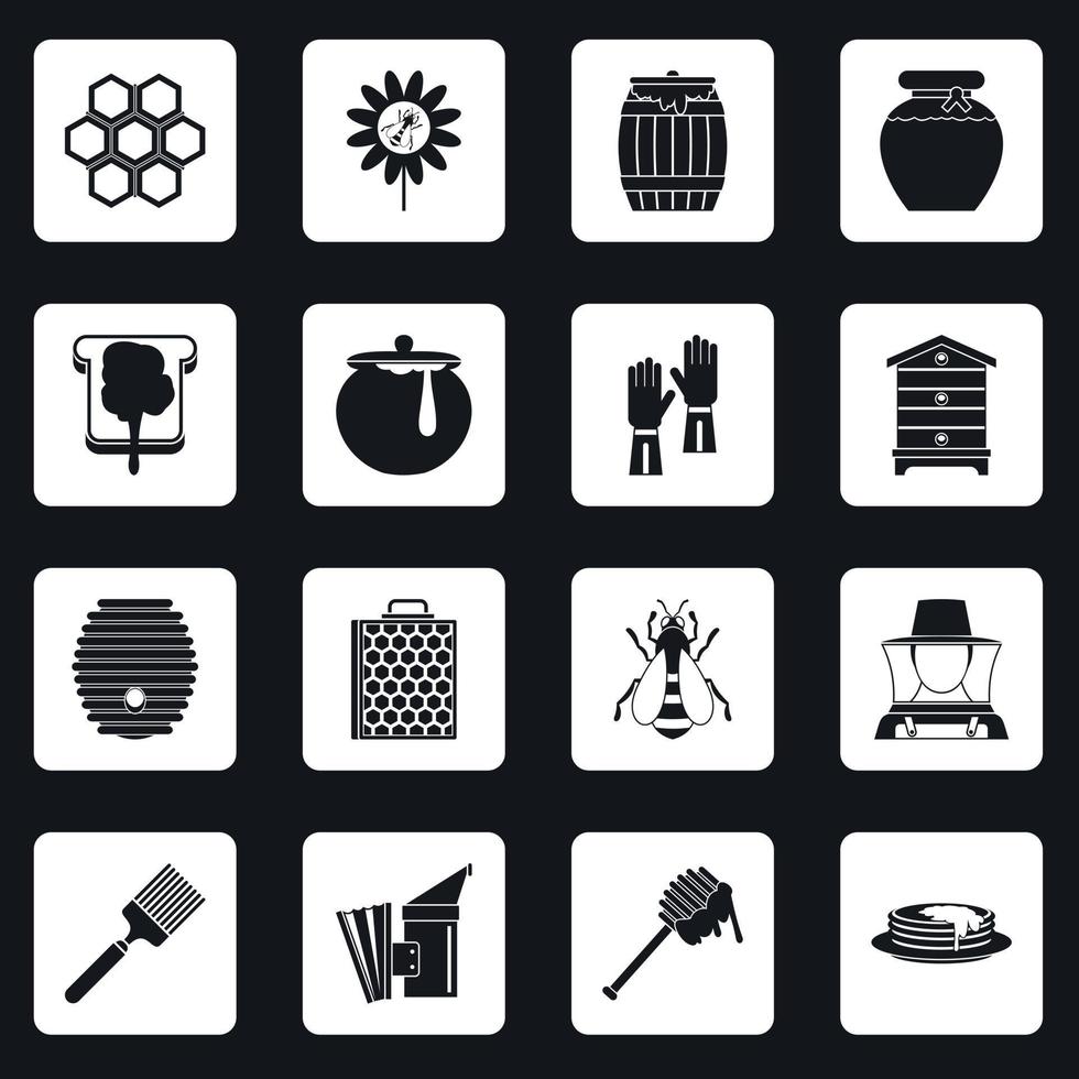 Apiary tools icons set squares vector